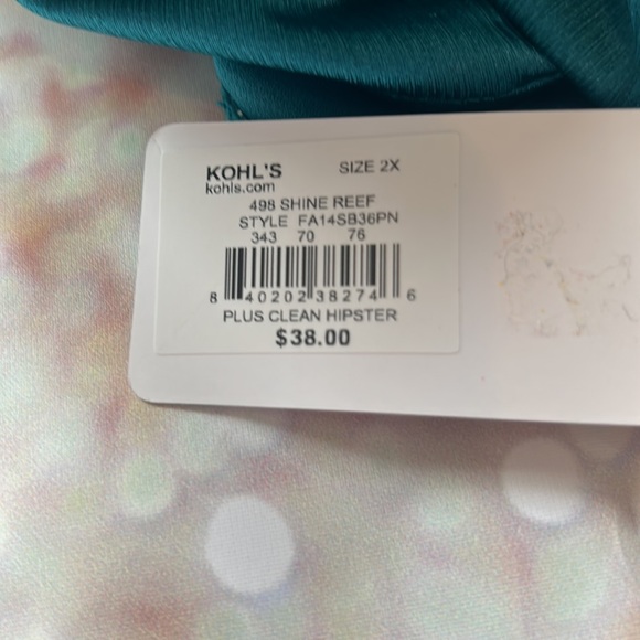 NWT metallic turquoise size 2X clean hipster - Picture 6 of 6